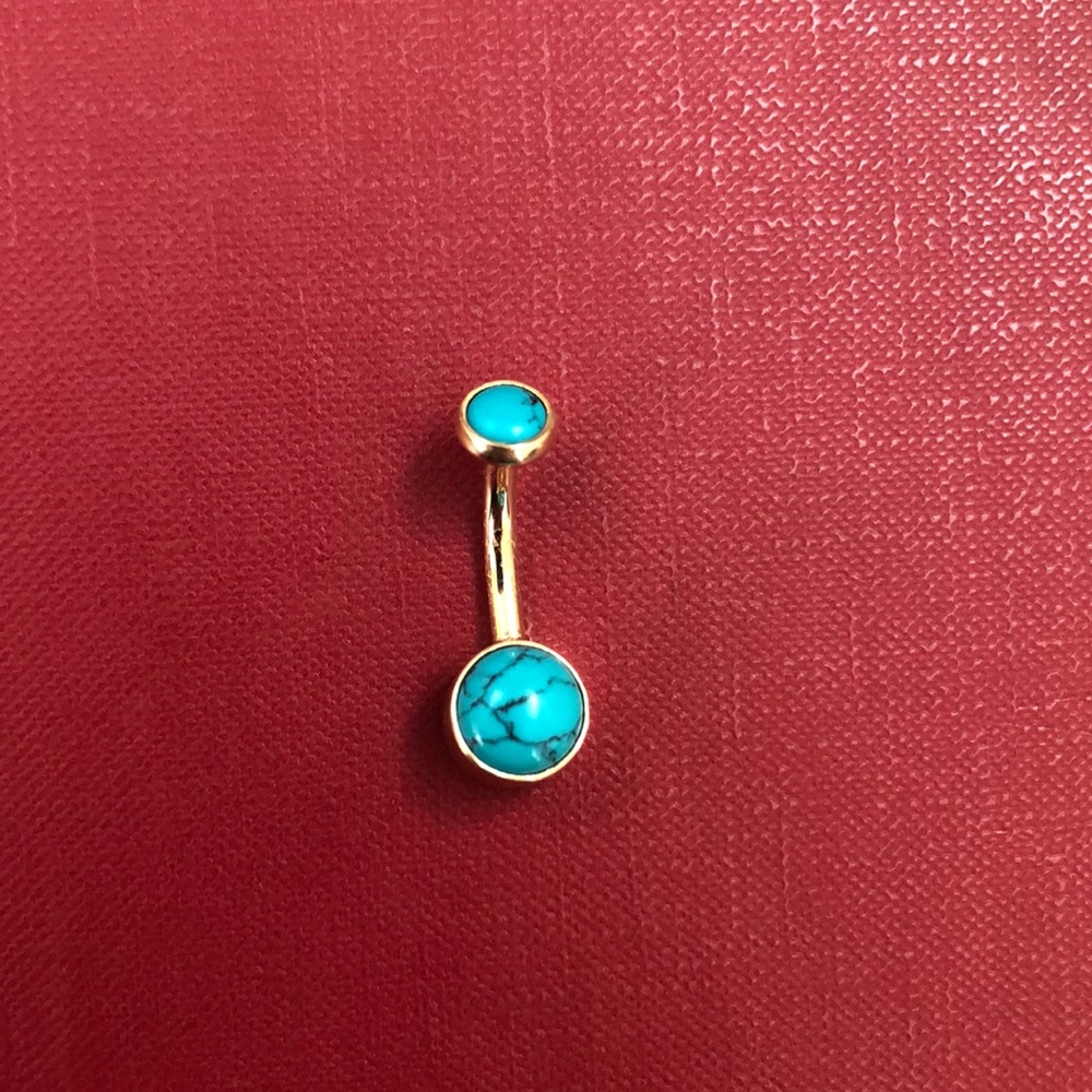Internally threaded Gold and Turquoise Belly Ring